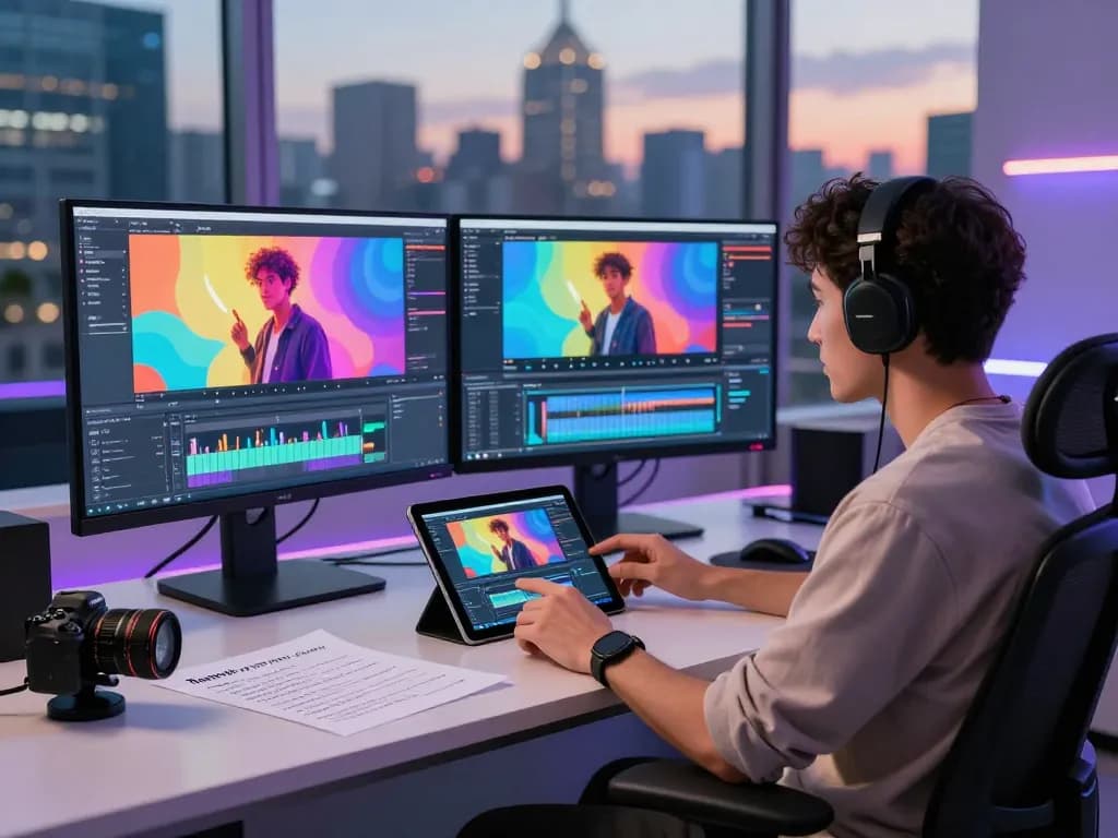 Kling motion ai in action at a modern workspace, showcasing AI video creation.