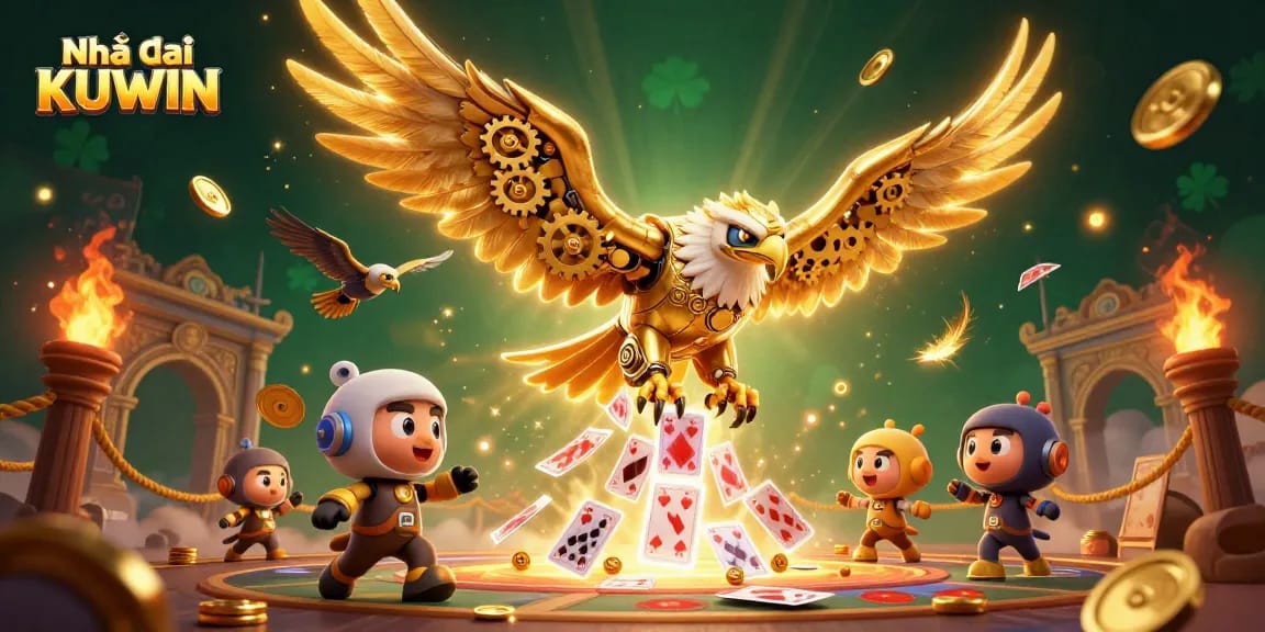 Experience thrilling action at Nhà cái KUWIN with a cybernetic eagle and dynamic gambling elements!