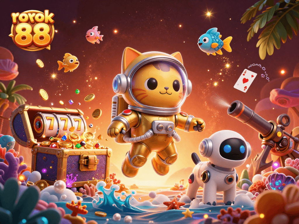 Experience the exciting visuals of rokok 88, with vibrant space elements merging with casino magic.