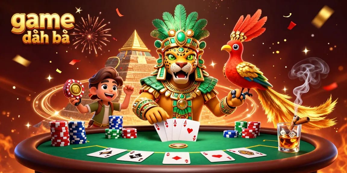 Engaging illustration of game đánh bài with dynamic poker table setup featuring stunning 3D characters.