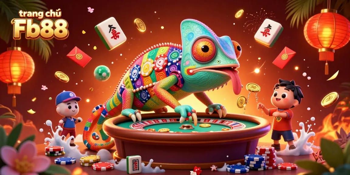 Win big at trang chủ Fb88 with a colorful 3D casino celebration illustration.