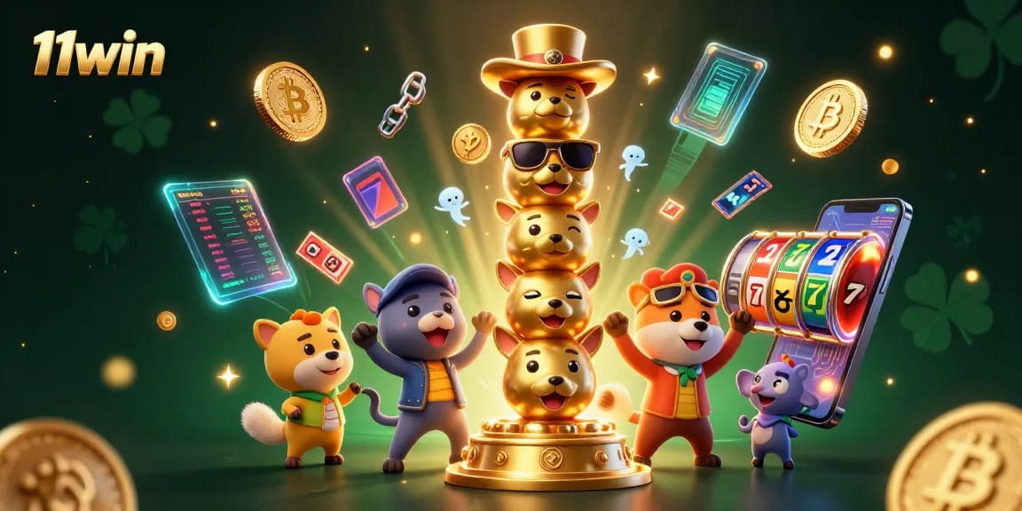 Experience the 11win casino adventure with vibrant slot reels and dynamic crypto elements.