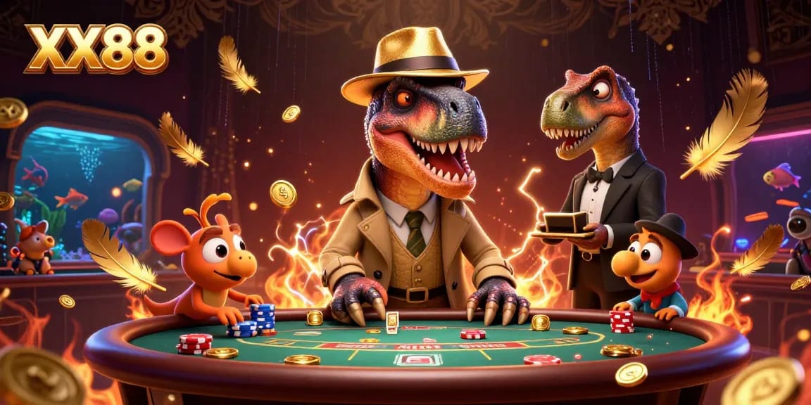 Engage in thrilling gameplay at XX88 with vibrant characters and dramatic casino elements.