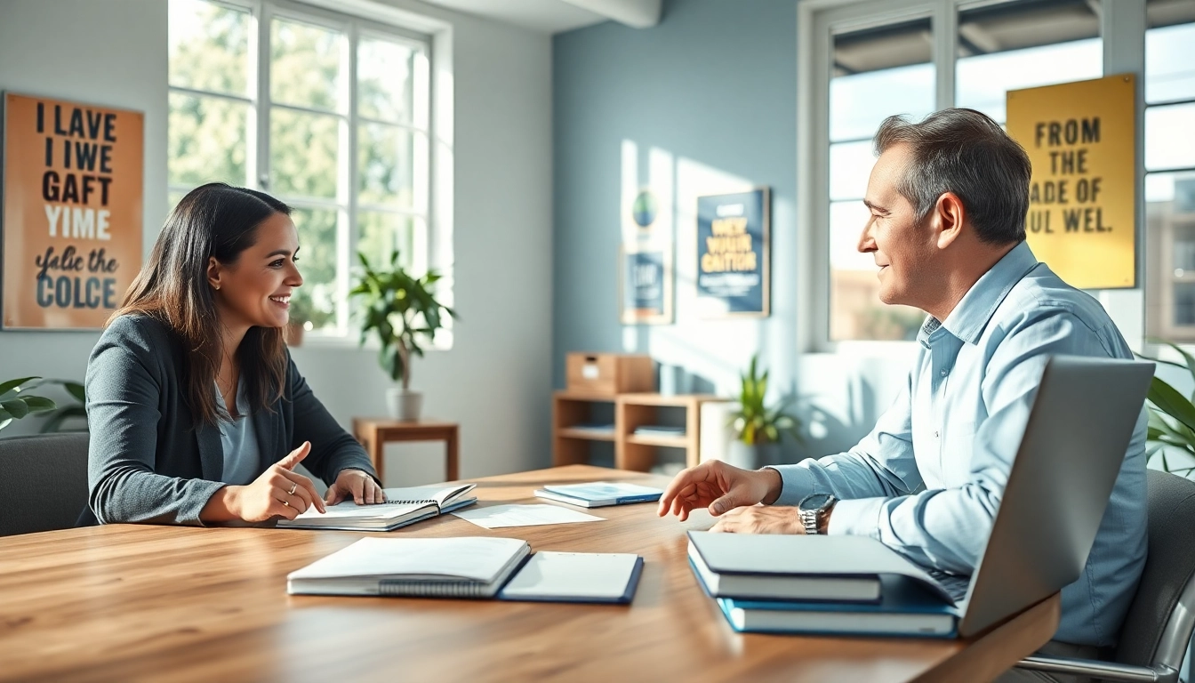 Engaging scene of career coaching where a professional coach supports a client.