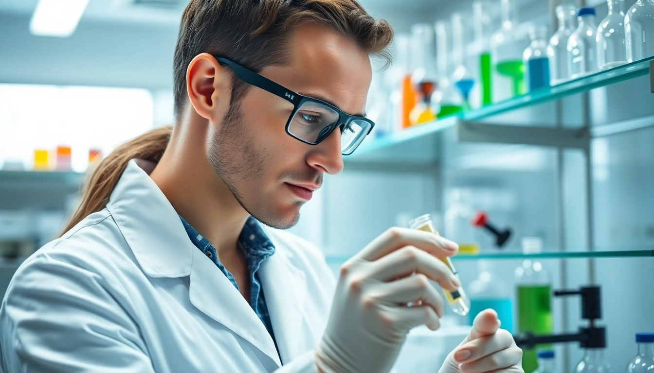 Tirzepatide research being conducted by a scientist in a modern lab setting.