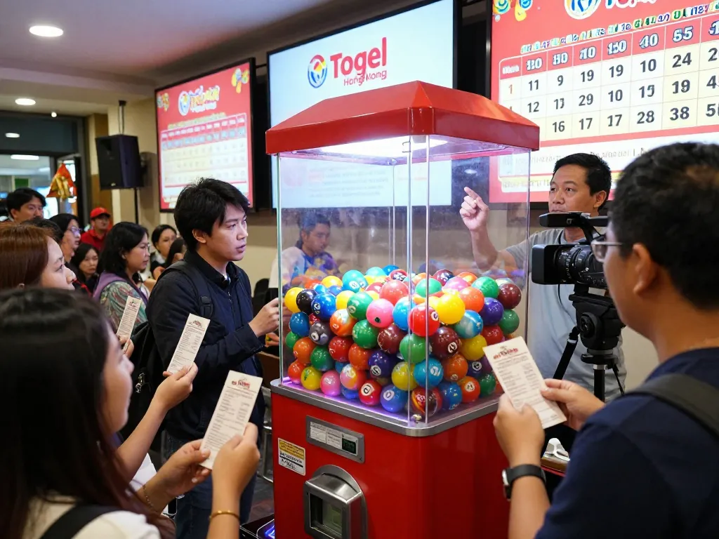 Kerumunan yang bersemangat dengan antusias menonton pengundian lotere HK Malam Ini.