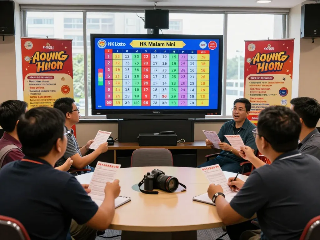 Pemain yang bersemangat memeriksa tiket mereka selama undian langsung HK Malam Ini di Togel Hongkong.
