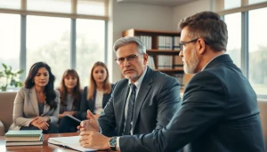 Clearwater truck accident lawyer offers guidance to clients in a warm office environment.