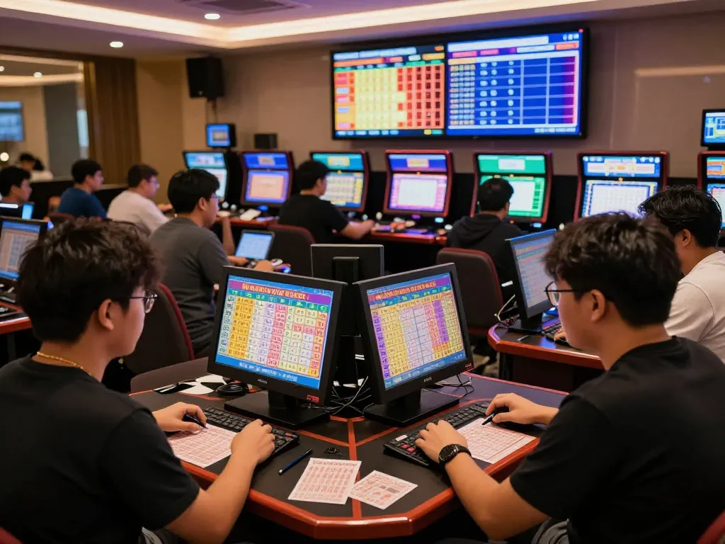 Pemain memeriksa hasil lotere HK Malam Ini di ruang permainan modern.