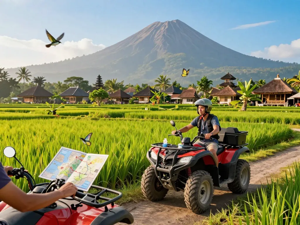 Book Bali tour packages for thrilling ATV rides through rice fields and scenic landscapes.