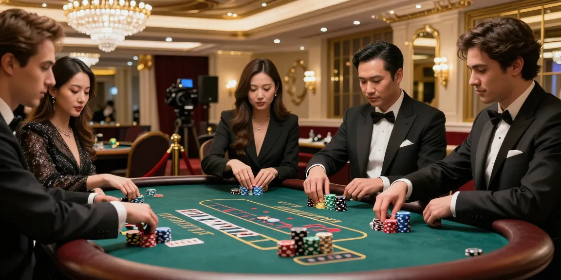 Exciting baccarat game in a luxurious casino setting with stylish players engaging in a sophisticated atmosphere.