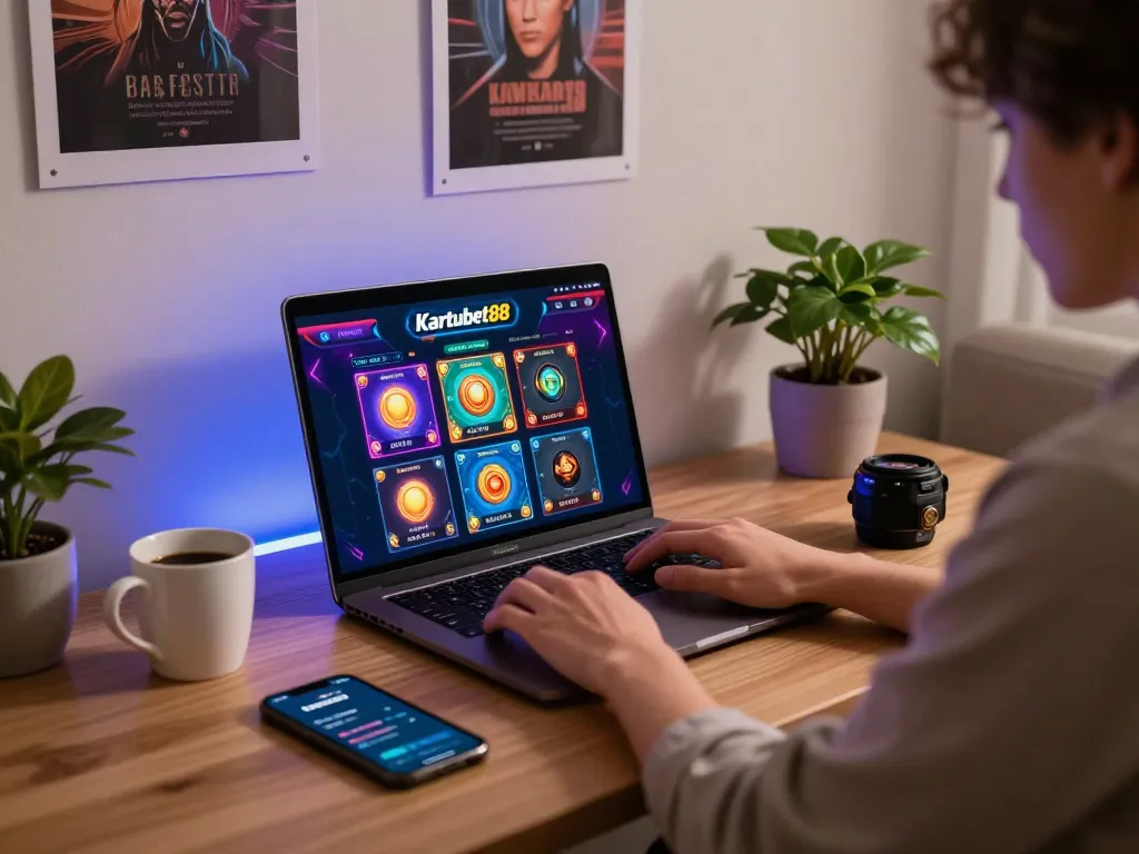 Person enjoying online play at Kartubet88 in a stylish home office.
