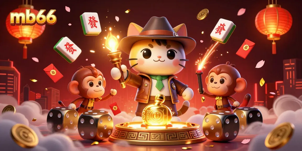 Experience thrilling gameplay with mb66 in this vibrant casino-themed illustration filled with rich details.