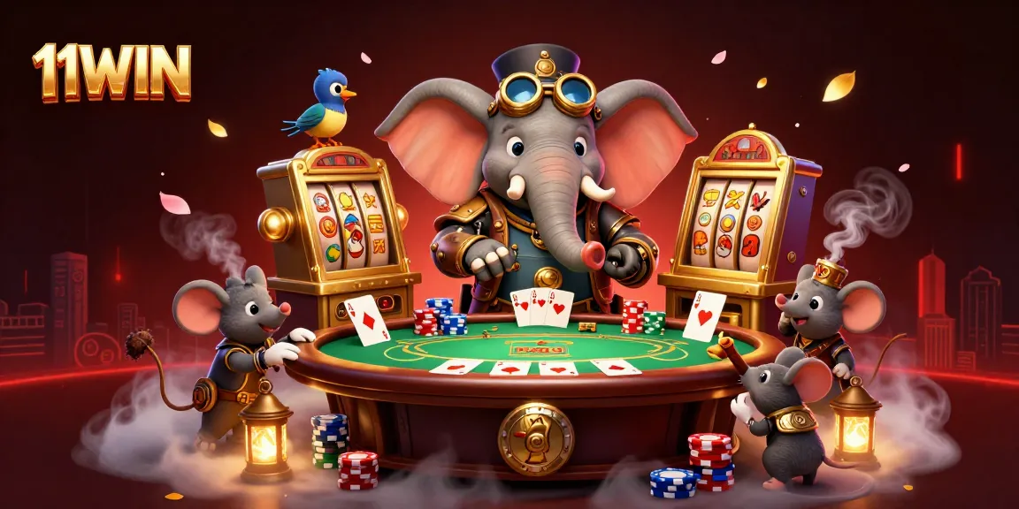 Experience thrilling gameplay with 11WIN's steampunk elephant engineer and dynamic casino elements.