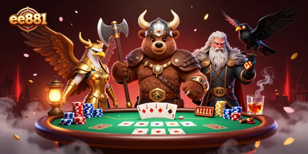 Play exciting poker at ee881 with dynamic characters and colorful game elements.