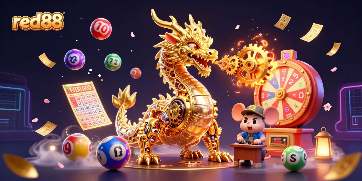 Experience winning moments with red88, featuring a golden dragon and vibrant lottery elements.