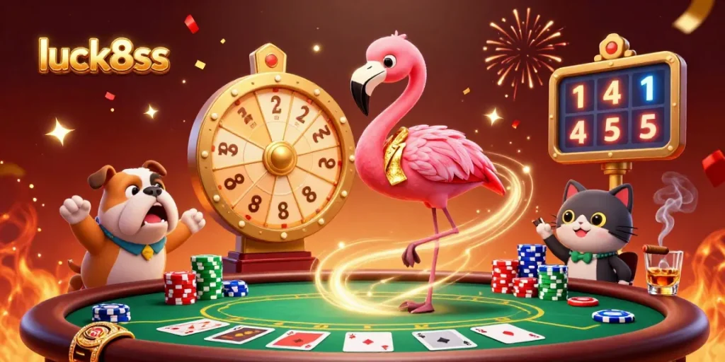 Spin the golden prize wheel with luck8ss and win big at this dynamic casino scene!