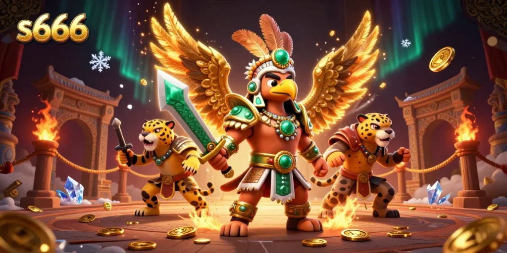 Play exciting games at s666 with captivating visuals of an Aztec-themed casino scene.